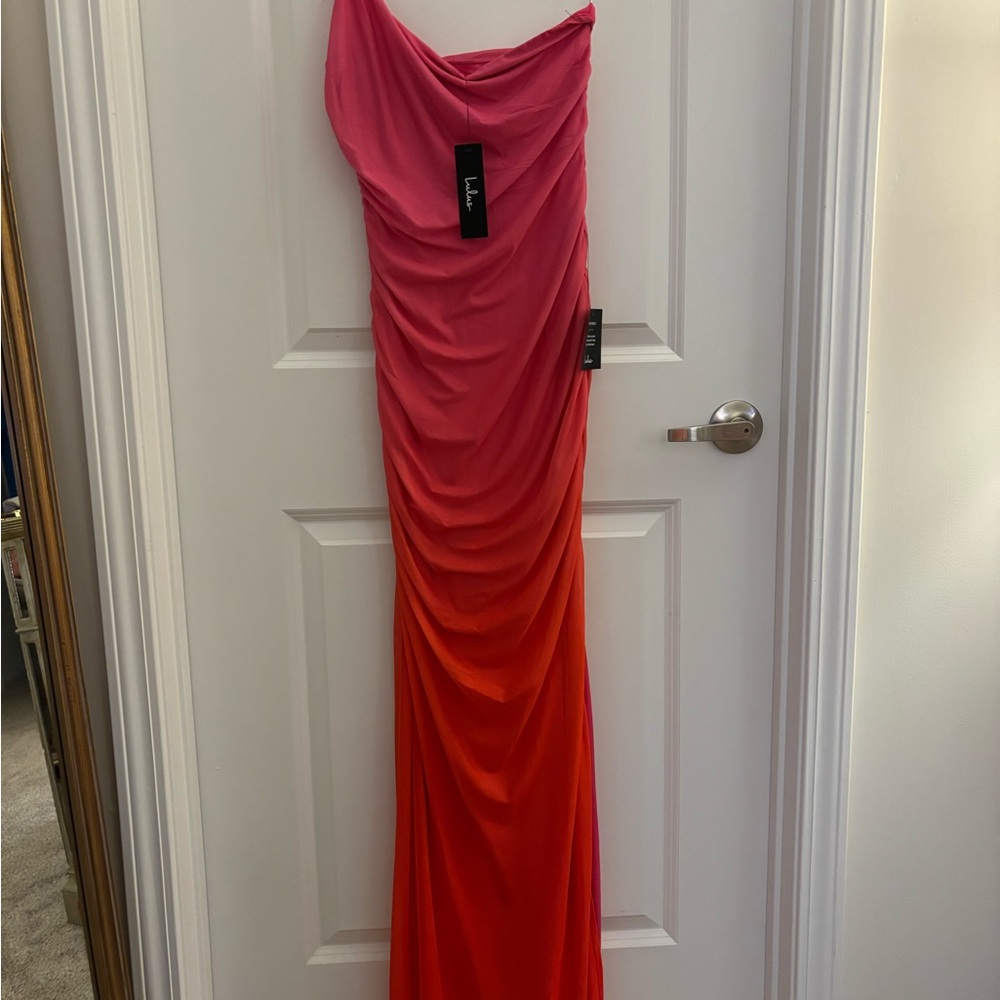 Lulu's One Shoulder Pink-Orange Dress